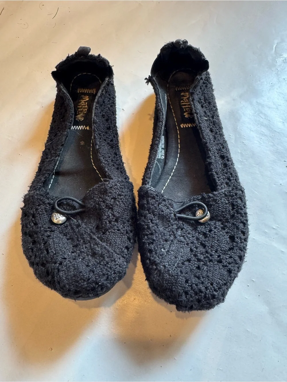 Target Black Crochet Ballet Flats with Button Accent